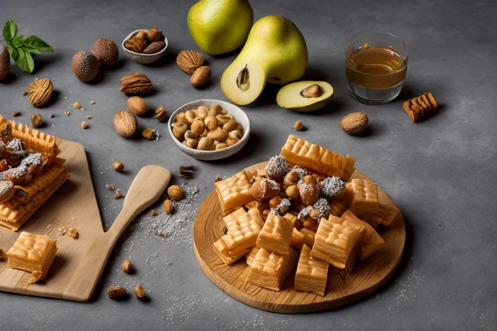 Recette gaufres a la poire et eclats de pralin